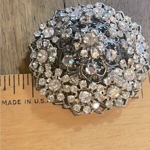 Vintage Miriam Haskell Silver Crystal Brooch
